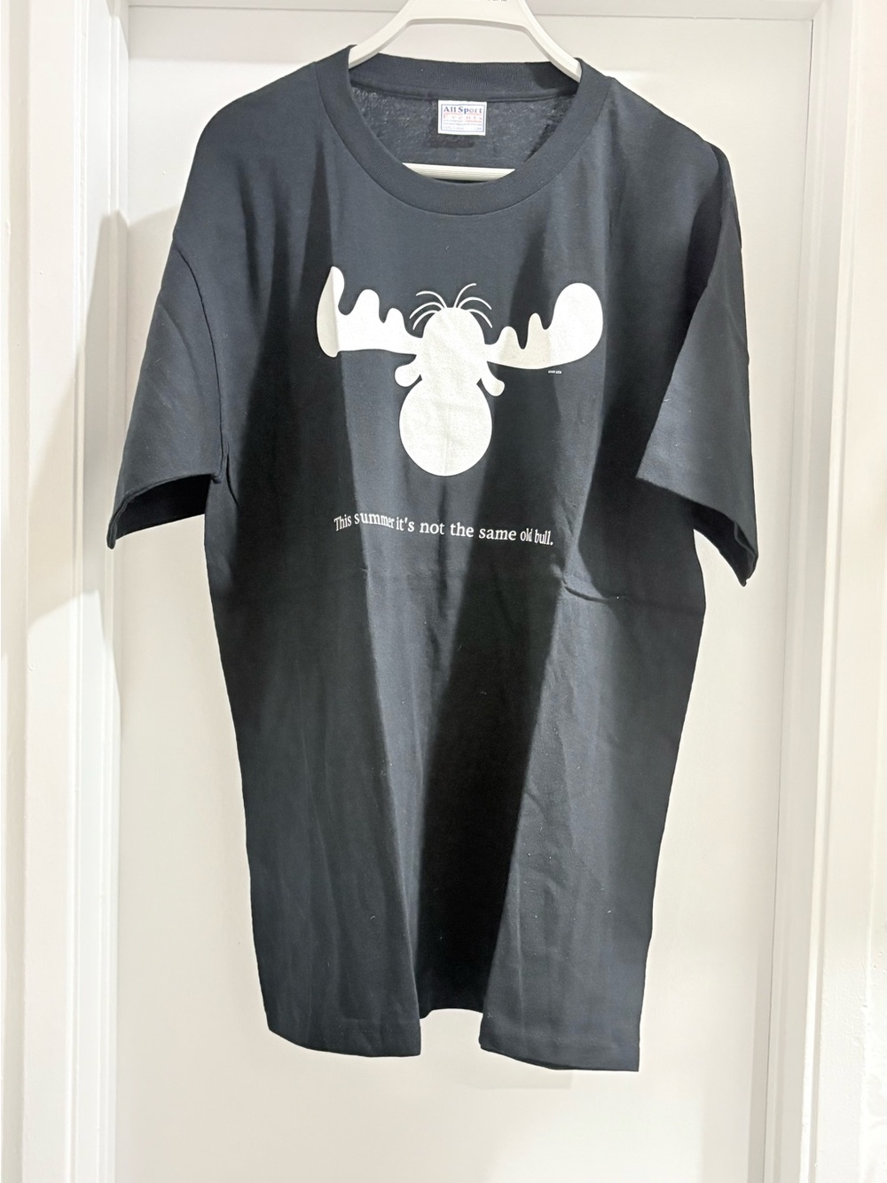 Black Graphic Moose Crewneck T‑Shirt